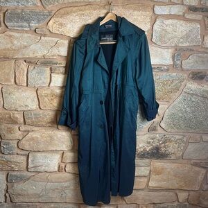 VTG Forecaster of Boston Teal/blue Iridescent Trench Coat